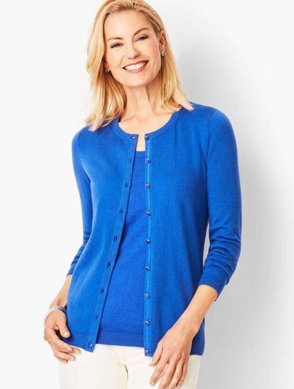 Talbots Charming Cardigan Blue 2X NWT Basic Mature Gorpcore Plus Spring Fall Wor